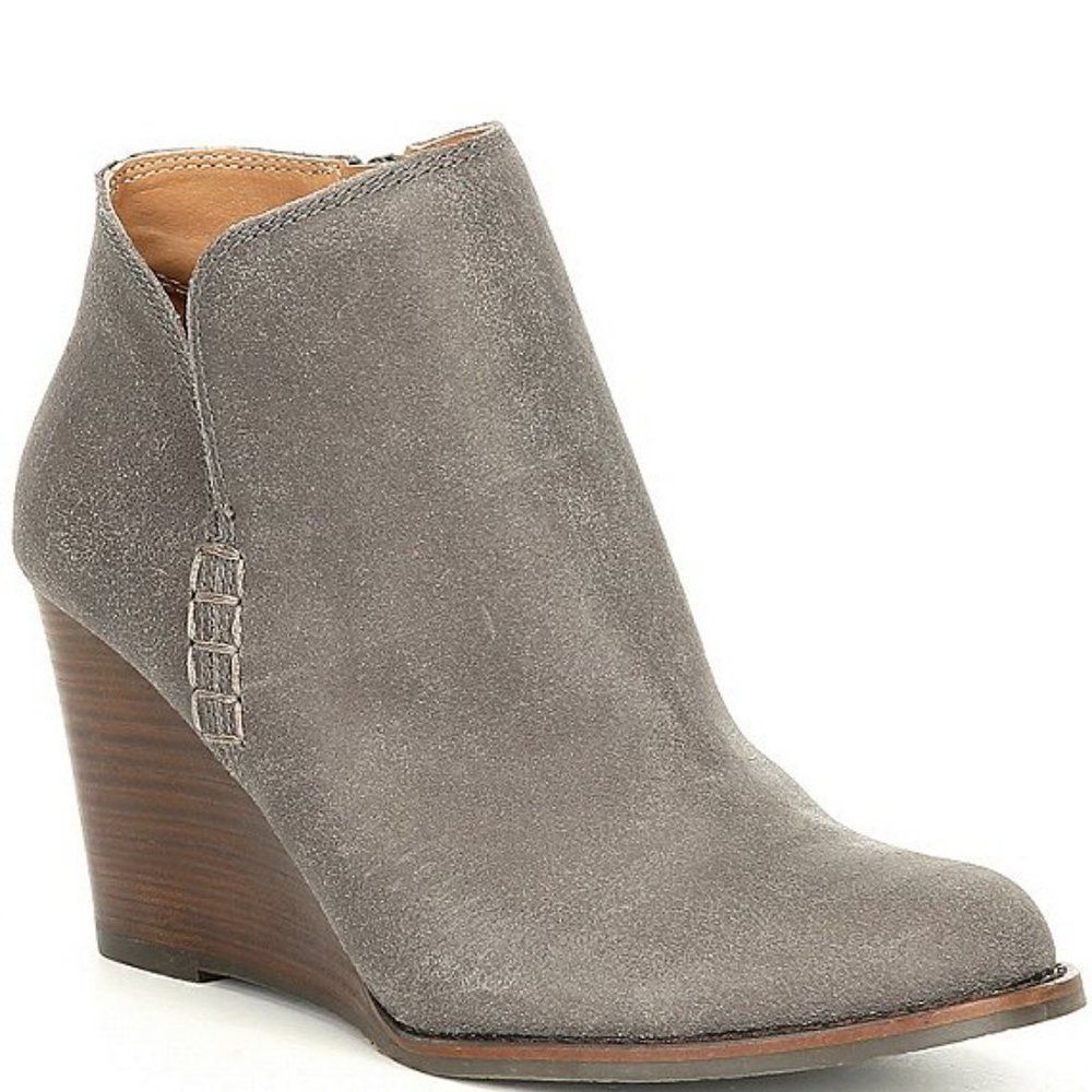 Gray Wedge Ankle Boots 